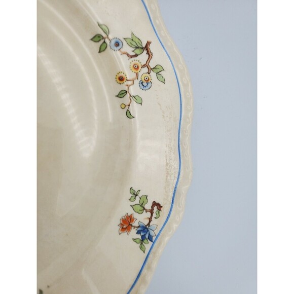 Vintage Steubenville Ivory Scalloped & Beaded 9" Plate Floral Pattern BEAUTIFUL - Picture 10 of 12